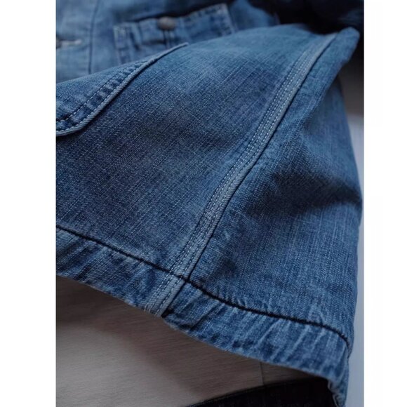 NWT R13 Corduroy Collar Cropped Denim Chore Jacket Calli Blue Retro - Picture 7 of 12